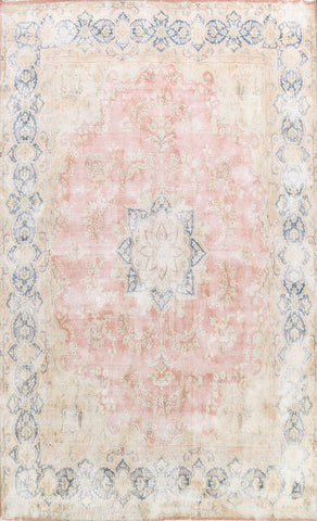 Muted Distressed Kerman Persian Area Rug 10x13