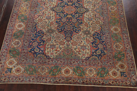 Pre-1900 Antique Vegetable Dye Tabriz Persian Rug 10x13