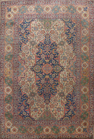 Pre-1900 Antique Vegetable Dye Tabriz Persian Rug 10x13