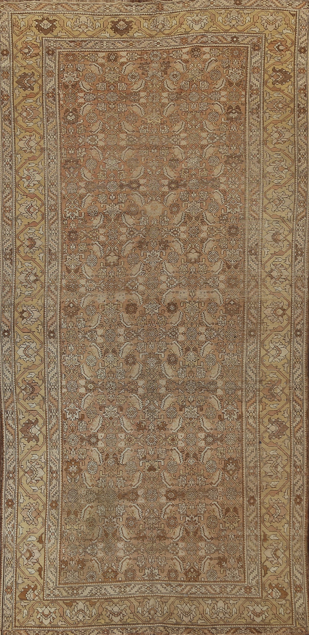 Pre-1900 Antique Vegetable Dye Heriz Bakhshayesh Persian Area Rug 7x13