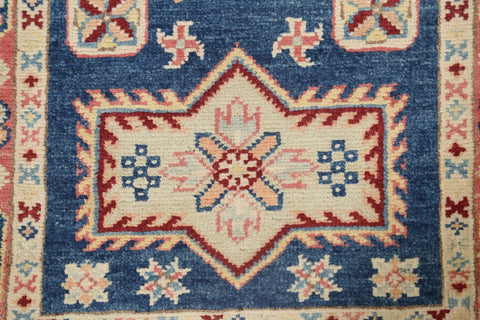 Geometric Kazak Oriental Runner Rug 2x6