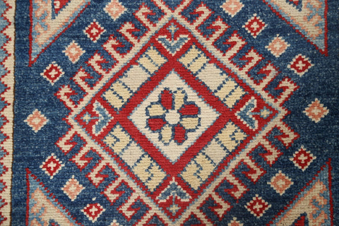 Geometric Kazak Oriental Runner Rug 2x6