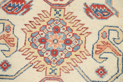 Geometric Kazak Oriental Runner Rug 3x9