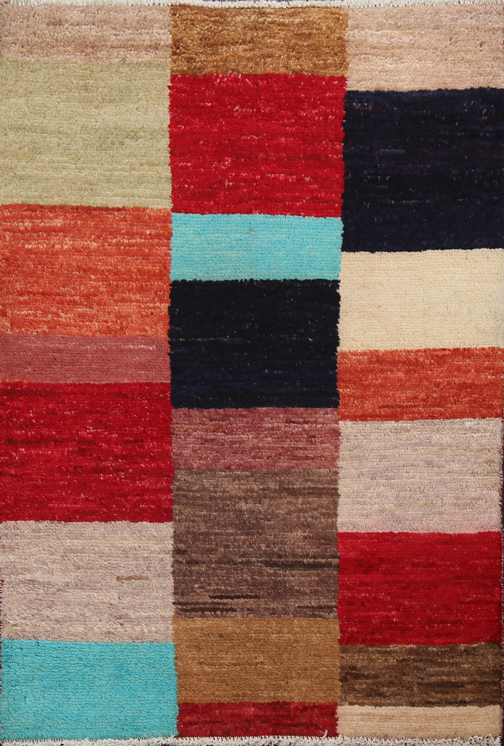 Modern Square Gabbeh Kashkoli Oriental Area Rug 3x3