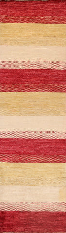 Striped Gabbeh Kashkoli Oriental Runner Rug 3x10