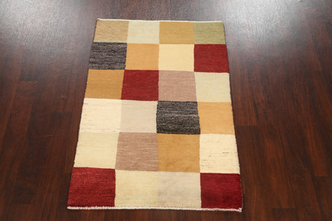 Checkered Modern Gabbeh Kashkoli Oriental Area Rug 3x4