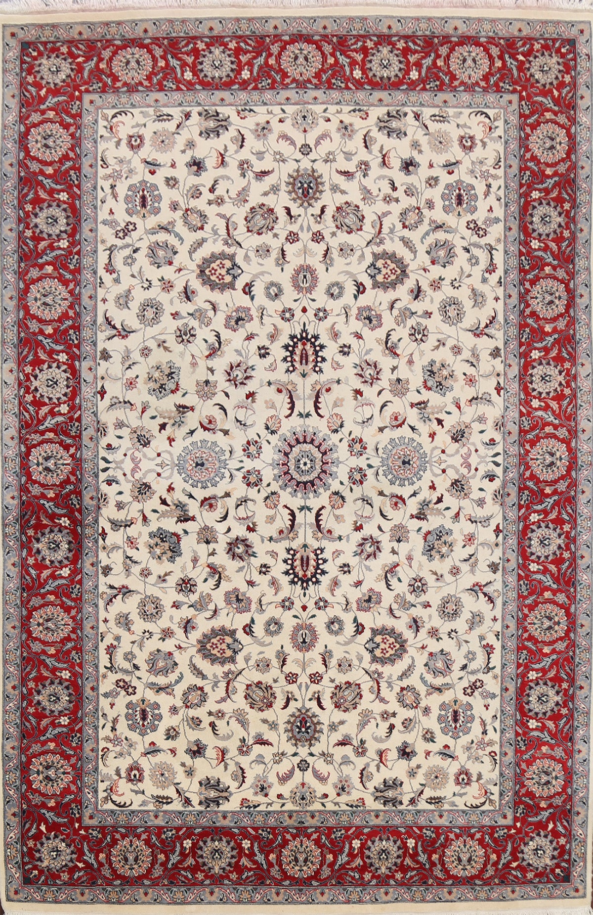 Vegetable Dye Floral Kashan Oriental Area Rug 6x9