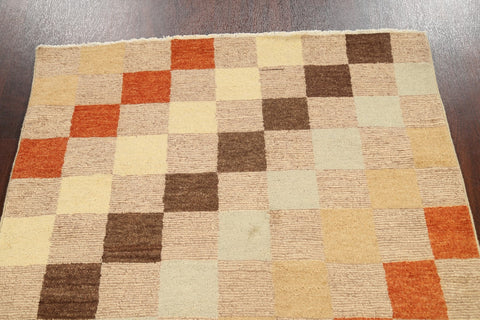 Checkered Contemporary Gabbeh Kashkoli Area Rug 4x6