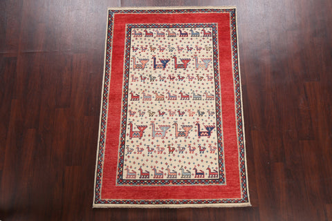 100% Vegetable Dye Super Kazak Oriental Area Rug 4x6