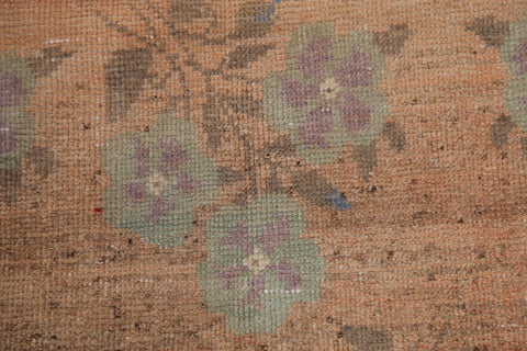 Antique Vegetable Dye Floral Oushak Oriental Runner Rug 4x10