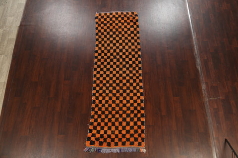 Checkered Moroccan Oriental Runner Rug 3x9