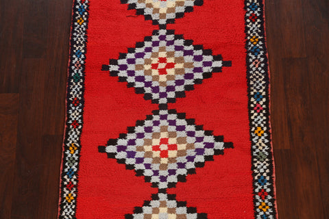 Tribal Moroccan Oriental Runner Rug 3x7