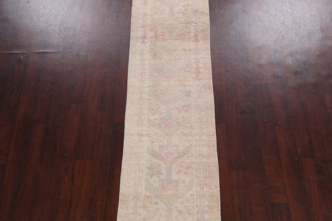 Muted Geometric Oushak Oriental Runner Rug 2x13