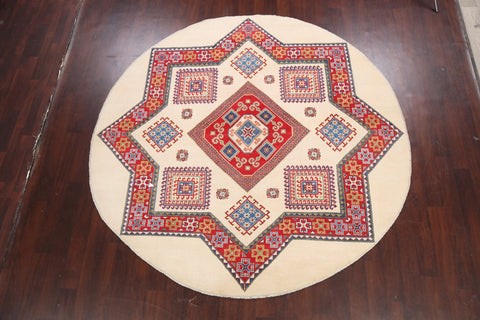 Geometric Kazak Oriental Area Rug 8x8 Round