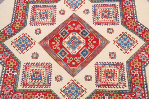 Geometric Kazak Oriental Area Rug 8x8 Round