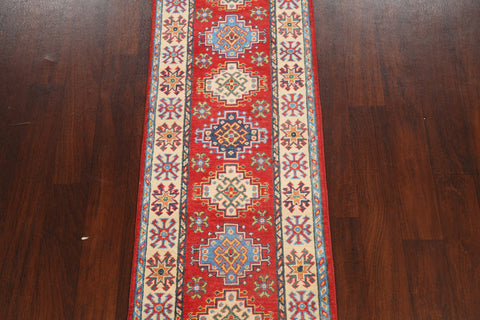 Geometric Kazak Oriental Runner Rug 2x6