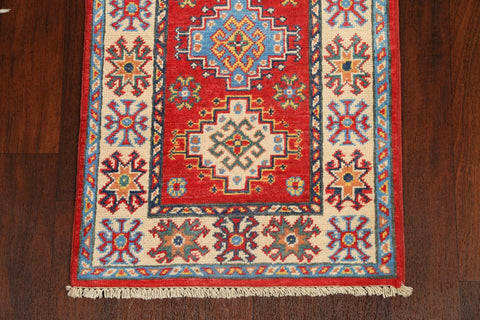 Geometric Kazak Oriental Runner Rug 2x6