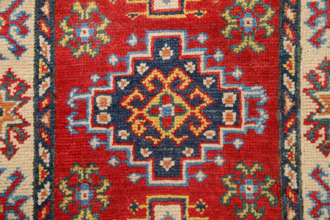 Geometric Kazak Oriental Runner Rug 2x6