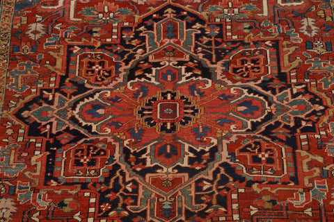 Pre-1900 Antique Vegetable Dye Heriz Serapi Persian Area Rug 8x12