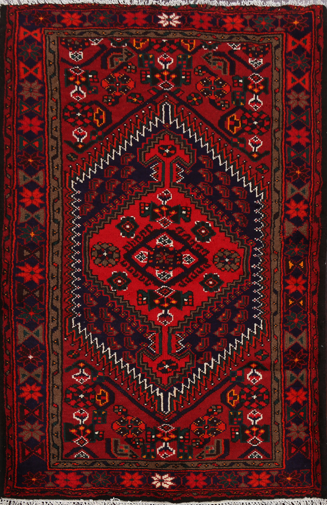 Tribal Geometric Hamedan Persian Area Rug 3x5