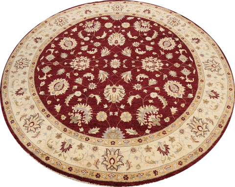 Vegetable Dye Round Peshawar Chobi Oriental Area Rug 8x8