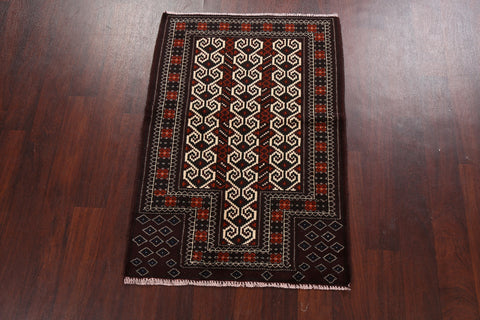 Tribal Geometric Balouch Persian Area Rug 3x4