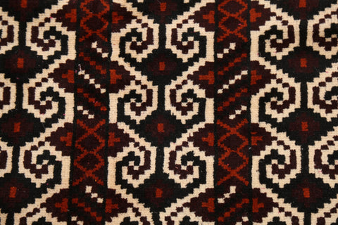 Tribal Geometric Balouch Persian Area Rug 3x4