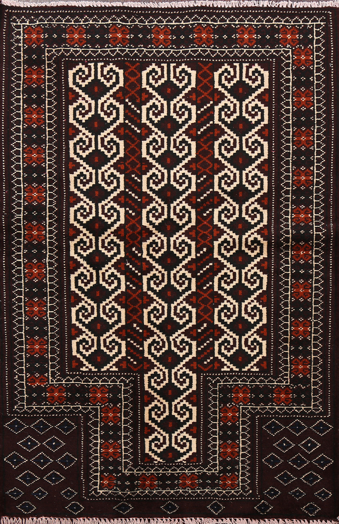 Tribal Geometric Balouch Persian Area Rug 3x4