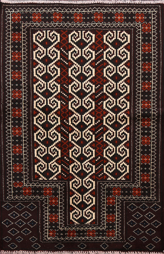 Tribal Geometric Balouch Persian Area Rug 3x4