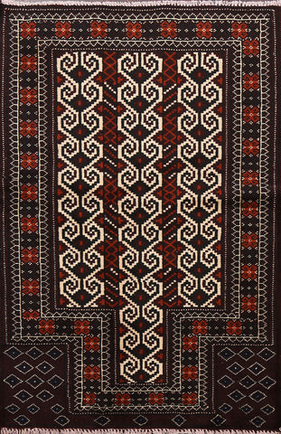 Tribal Geometric Balouch Persian Area Rug 3x4