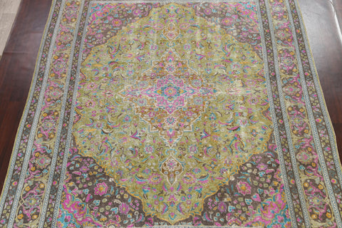 Distressed Floral Kashan Persian Area Rug 10x12