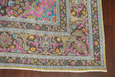 Distressed Floral Kashan Persian Area Rug 10x12