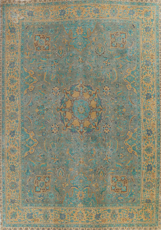 Traditional Distressed Tabriz Persian Area Rug 10x13