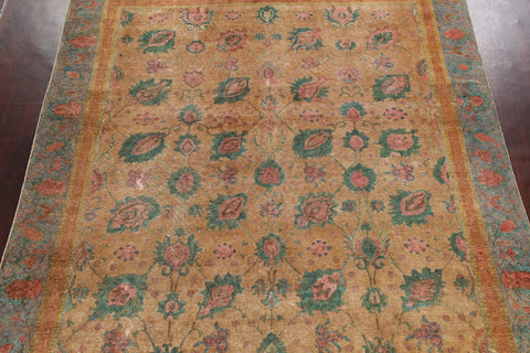 Antique Floral Distressed Tabriz Persian Area Rug 9x9