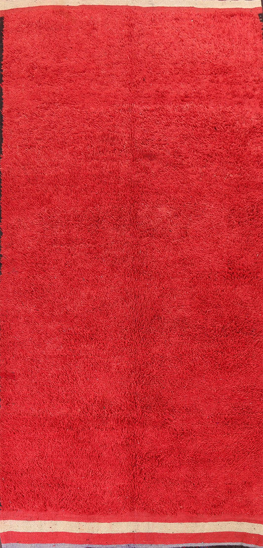 Solid Red Moroccan Oriental Area Rug 6x13
