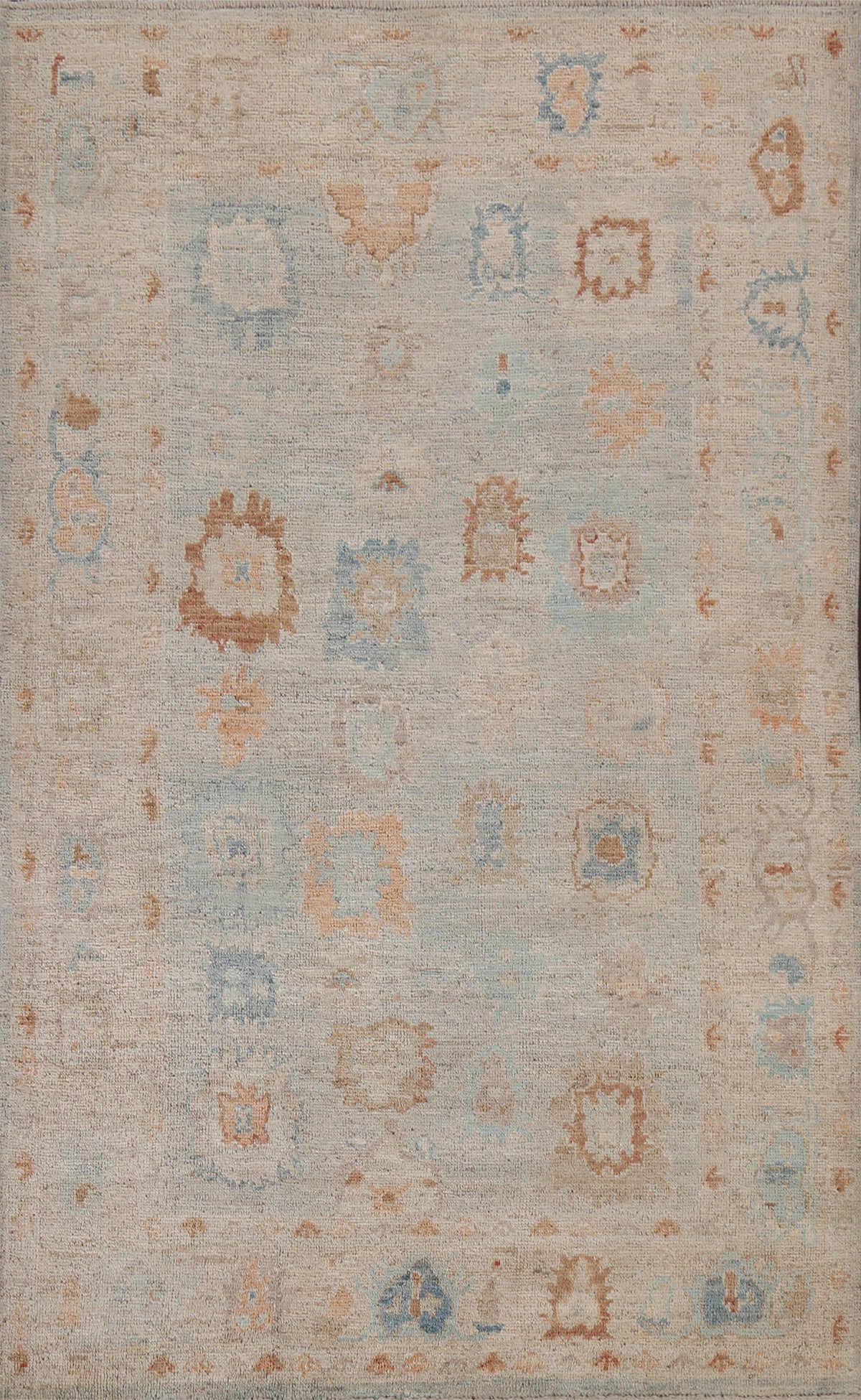 Hand-Knotted Oushak Turkish Area Rug 5x8