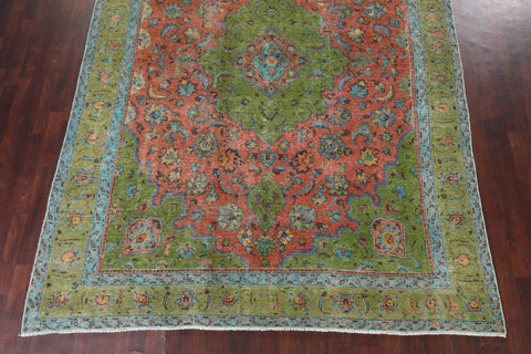 Antique Distressed Over-Dye Mashad Persian Area Rug 8x11