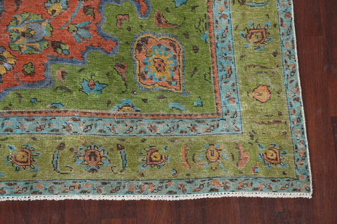 Antique Distressed Over-Dye Mashad Persian Area Rug 8x11