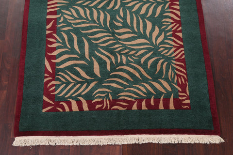 Vegetable Dye Green Nepalese Wool Area Rug 6x7
