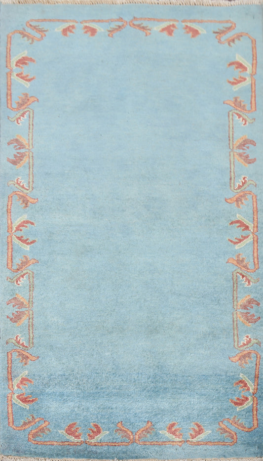 Light Blue Gabbeh Kashkoli Oriental Wool Rug 2x4