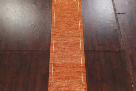 Orange Gabbeh Kashkoli Oriental Runner Rug 3x10