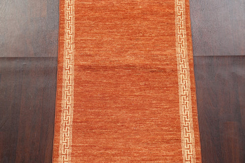 Orange Gabbeh Kashkoli Oriental Runner Rug 3x9