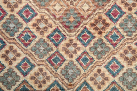 Geometric Wool Hamedan Vintage Persian Rug 3x5