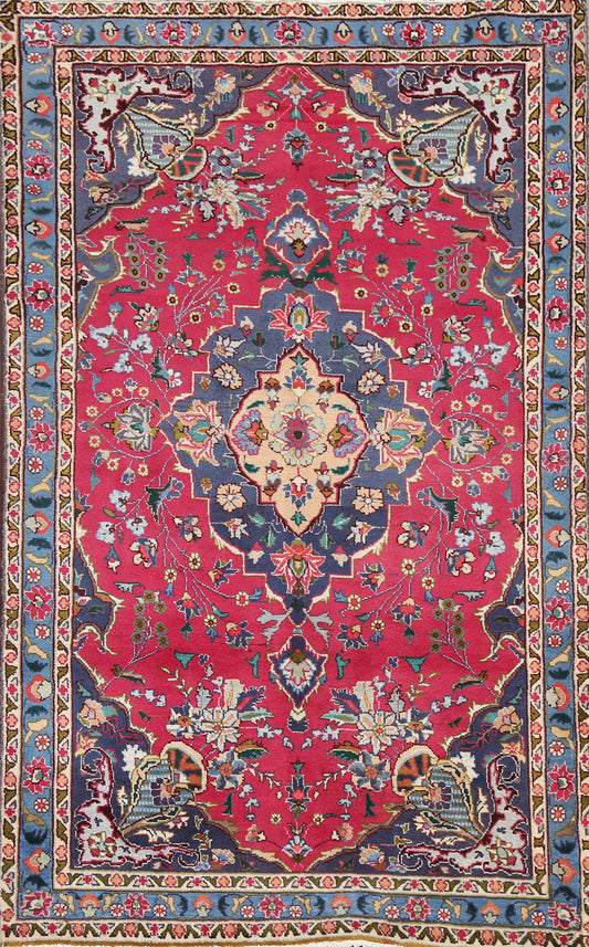 Vegetable Dye Wool Kashmar Hand-Knotted Persian Rug 4x6