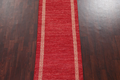 Red Wool Gabbeh Kashkoli Oriental Runner Rug 3x9