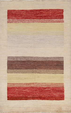 Striped Gabbeh Kashkoli Oriental Area Rug 4x6