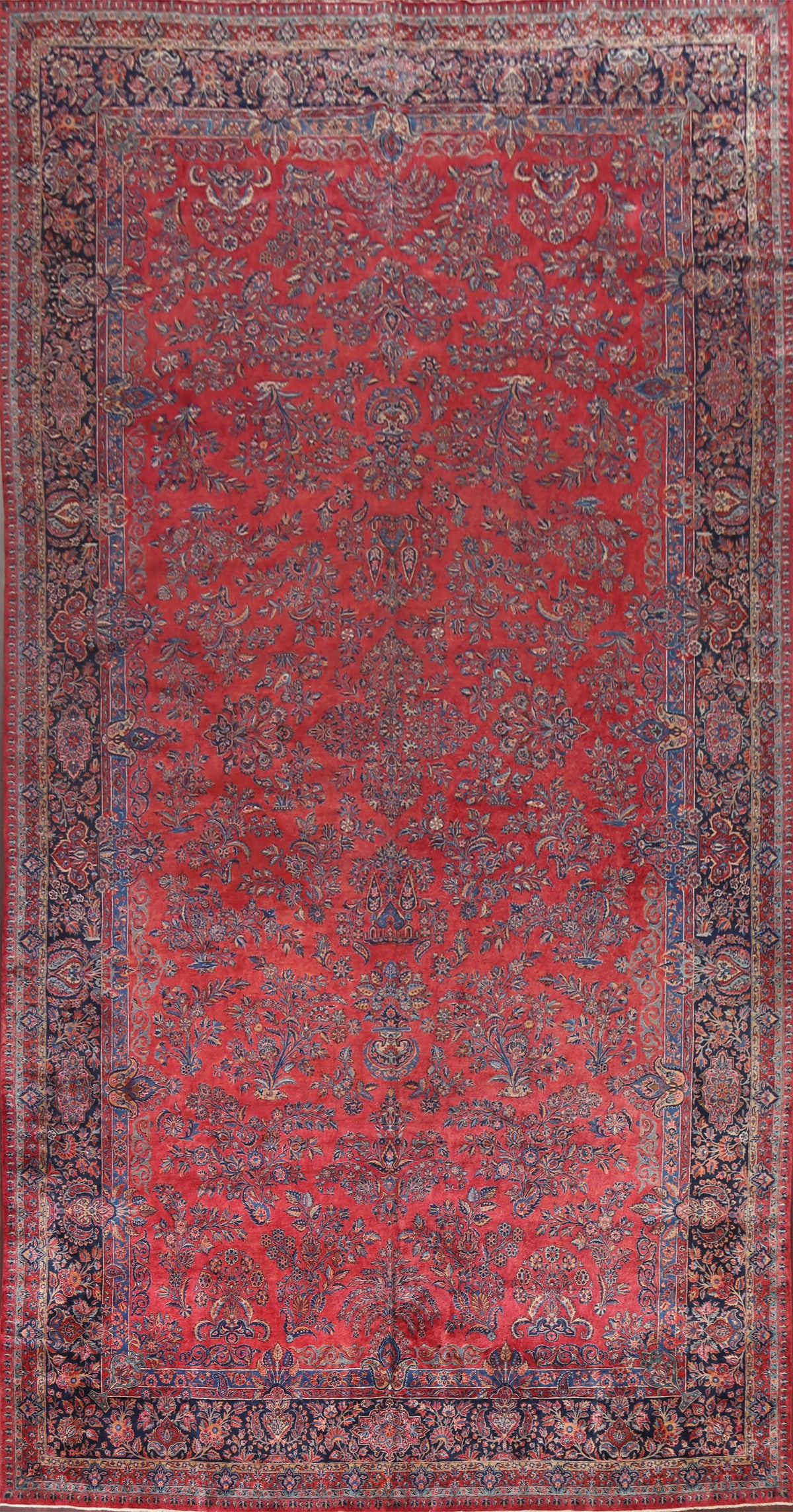 Pre-1900 Antique Vegetable Dye Kashan MANCHESTER Wool Persian Rug 11x20