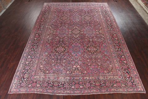 Antique Vegetable Dye Large Mashad Persian Rug 13x17