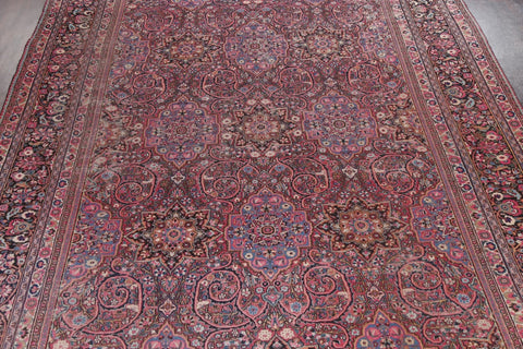 Antique Vegetable Dye Large Mashad Persian Rug 13x17