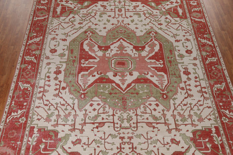 Hand-Knotted Heriz Serapi Turkish Wool Rug 10x13